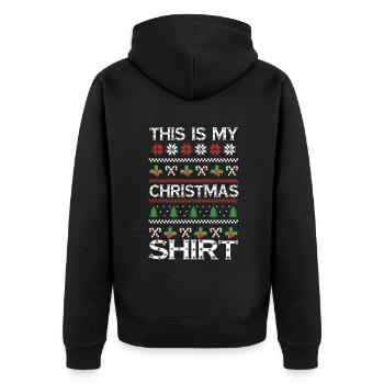 Schnee hässlich Dezember Urlaub hässlich Das mein Weihnachten - Unisex Premium Bio Zip Hoodie - Schwarz - Hinten - Nico (187cm)