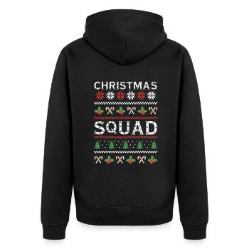 Snow Ugly Happy December Squad Ugly Christmas - Unisex Premium Bio Zip Hoodie - Schwarz - Hinten - Nico (187cm)