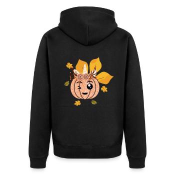 Unicorn Pumpkin Fall Thanksgiving Season Autumn - Unisex Premium Organic Zip Hoodie - black - Back - Nico (187cm)