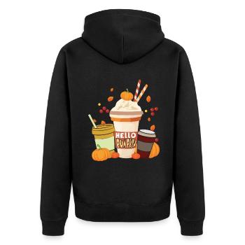 Spice Pumpkin Drink Thanksgiving Season Autumn - Unisex Premium Bio Zip Hoodie - Schwarz - Hinten - Nico (187cm)