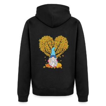 Pumpkin Love Gnome Fall Thanksgiving Season Autumn - Unisex Premium Bio Zip Hoodie - Schwarz - Hinten - Nico (187cm)