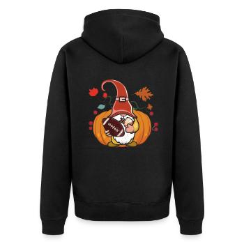 Rugby Gnome Elf Football Fan Thanksgiving - Unisex Premium Bio Zip Hoodie - Schwarz - Hinten - Nico (187cm)