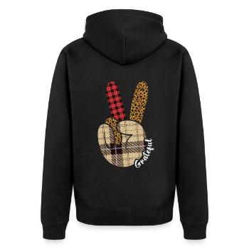 Turkey Love Peace Autumn Pattern Fall Thanksgiving - Unisex Premium Organic Zip Hoodie - black - Back - Nico (187cm)