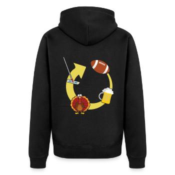 Rugby Beer Lover Turkey Football Fan Thanksgiving - Unisex Premium Bio Zip Hoodie - Schwarz - Hinten - Nico (187cm)