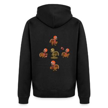Funny Thanksgiving Rugby Cute Turkey And Football - Unisex Premium Organic Zip Hoodie - black - Back - Nico (187cm)