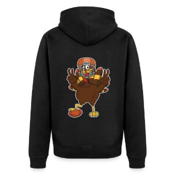 Thanksgiving Funny Peace Turkey Touchdown Football - Unisex Premium Organic Zip Hoodie - black - Back - Nico (187cm)