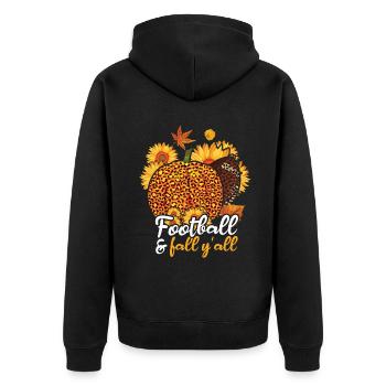 Thanksgiving Autumn Pumpkin Fall Lover Football - Unisex Premium Organic Zip Hoodie - black - Back - Nico (187cm)