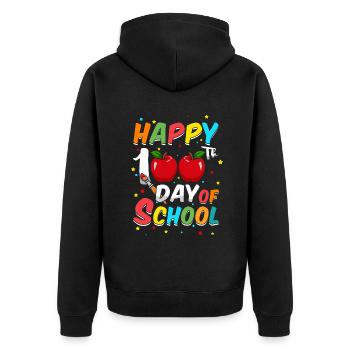 Étudiant heureux 100e jour 100 jours d’école - Veste à capuche bio Premium Unisexe - noir - Dos - Nico (187cm)