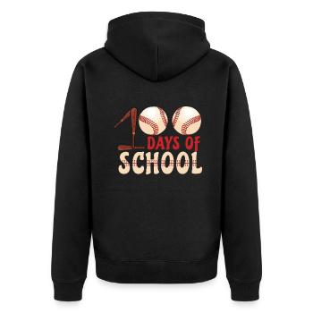 Baseball Ball Schüler 100. Tag 100 Tage Schule - Unisex Premium Bio Zip Hoodie - Schwarz - Hinten - Nico (187cm)