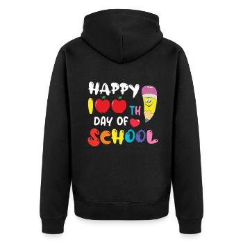 Mignon étudiant heureux 100e jour 100 jours d’école - Veste à capuche bio Premium Unisexe - noir - Dos - Nico (187cm)