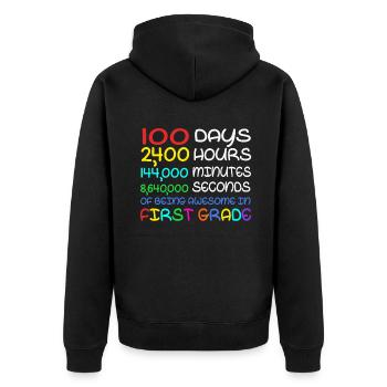 100. Tag 1. Klasse Awesome 100 Tage Schule - Unisex Premium Bio Zip Hoodie - Schwarz - Hinten - Nico (187cm)