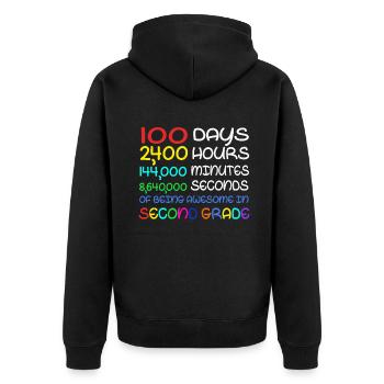 100e jour 2e année Super 100 jours d’école - Veste à capuche bio Premium Unisexe - noir - Dos - Nico (187cm)