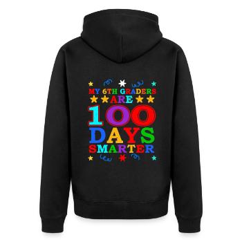 100. Tag 6. Klasse Lehrer 100 Tage Schule - Unisex Premium Bio Zip Hoodie - Schwarz - Hinten - Nico (187cm)