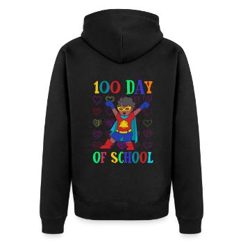 Hero Super Student 100e jour 100 jours d’école - Veste à capuche bio Premium Unisexe - noir - Dos - Nico (187cm)