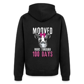 Lehrer Schüler 100. Tag Kuh 100 Tage Schule - Unisex Premium Bio Zip Hoodie - Schwarz - Hinten - Nico (187cm)