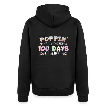 Student 100th Day Pop Fidget 100 Days Of School - Unisex Premium Organic Zip Hoodie - black - Back - Nico (187cm)