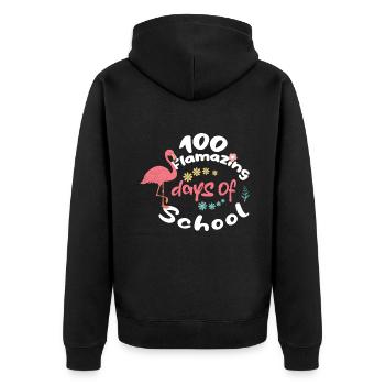 Élève 100e jour Flamingo 100 jours d’école - Veste à capuche bio Premium Unisexe - noir - Dos - Nico (187cm)