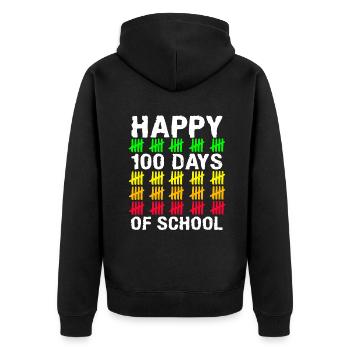 Stick Student Glücklicher 100. Tag 100 Tage Schule - Unisex Premium Bio Zip Hoodie - Schwarz - Hinten - Nico (187cm)