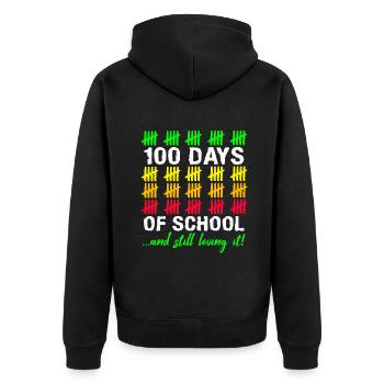 Stick 100. Tag Liebt Immer Noch 100 Tage Schule - Unisex Premium Bio Zip Hoodie - Schwarz - Hinten - Nico (187cm)