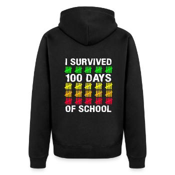 Stick Student 100. Tag Überleben Sie 100 Tage Schule - Unisex Premium Bio Zip Hoodie - Schwarz - Hinten - Nico (187cm)