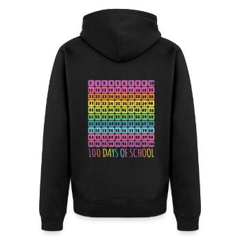 Anzahl Schüler 100. Tag 100 Tage Schule - Unisex Premium Bio Zip Hoodie - Schwarz - Hinten - Nico (187cm)