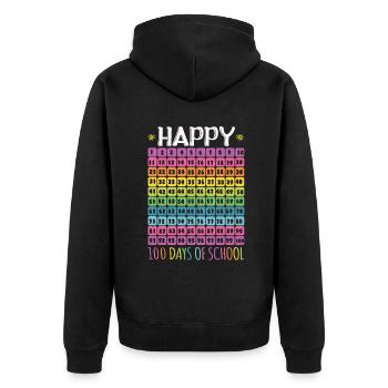 Anzahl Schüler Alles Gute 100. Tag 100 Tage Schule - Unisex Premium Bio Zip Hoodie - Schwarz - Hinten - Nico (187cm)