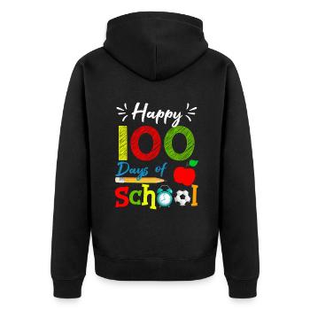 Un étudiant Apple heureux 100e jour 100 jours d’école - Veste à capuche bio Premium Unisexe - noir - Dos - Nico (187cm)