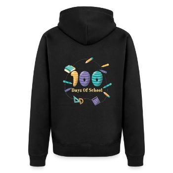 Lustiger Student 100. Tag 100 Tage Schule - Unisex Premium Bio Zip Hoodie - Schwarz - Hinten - Nico (187cm)