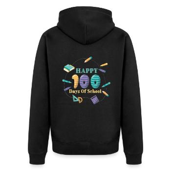 Lustiger Student Alles Gute 100. Tag 100 Tage Schule - Unisex Premium Bio Zip Hoodie - Schwarz - Hinten - Nico (187cm)