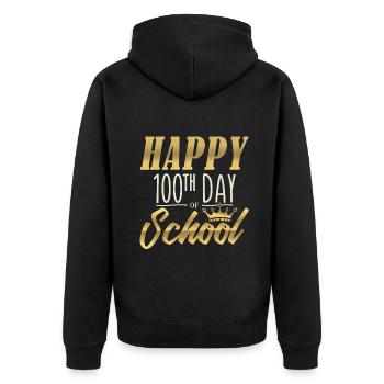 Étudiant royal heureux 100e jour 100 jours d’école - Veste à capuche bio Premium Unisexe - noir - Dos - Nico (187cm)
