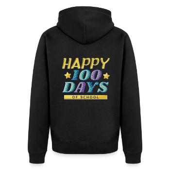 Colorful Student Happy 100th Day 100 Day Of School - Unisex Premium Organic Zip Hoodie - black - Back - Nico (187cm)