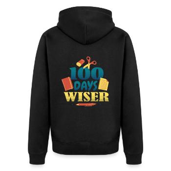 Books Pen 100th Day Wiser 100 Days Of School - Unisex Premium Organic Zip Hoodie - black - Back - Nico (187cm)