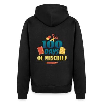 Livres Stylo 100e jour de méfait 100 jours d’école - Veste à capuche bio Premium Unisexe - noir - Dos - Nico (187cm)