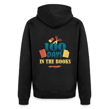 Books Pen 100th Day In Books 100 Days Of School - Unisex Premium Organic Zip Hoodie - black - Back - Nico (187cm)