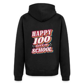 Retro Student Happy 100th Day 100 Days Of School - Unisex Premium Organic Zip Hoodie - black - Back - Nico (187cm)