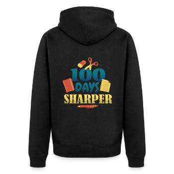 Books Pen 100th Day Sharper 100 Days Of School - Unisex Premium Organic Zip Hoodie - black - Back - Nico (187cm)