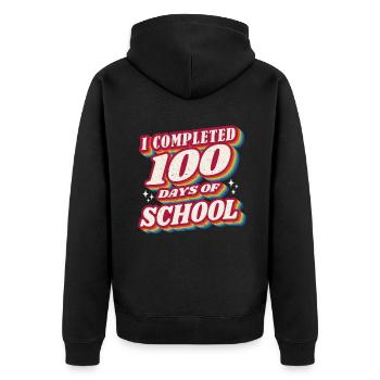 Retro Student 100th Day Complete 100 Day Of School - Unisex Premium Bio Zip Hoodie - Schwarz - Hinten - Nico (187cm)