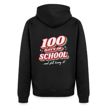 Étudiant rétro 100e jour aimant 100 jours d’école - Veste à capuche bio Premium Unisexe - noir - Dos - Nico (187cm)