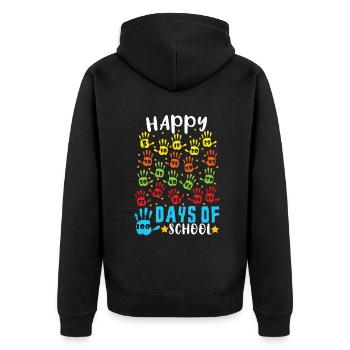 Mains Étudiant heureux 100e jour 100 jours d’école - Veste à capuche bio Premium Unisexe - noir - Dos - Nico (187cm)