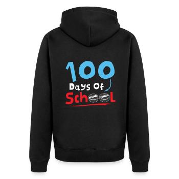 Hockey Happy 100th Day 100 Tage Schule - Unisex Premium Bio Zip Hoodie - Schwarz - Hinten - Nico (187cm)