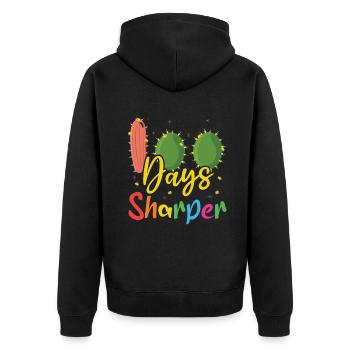 Cactus Student Joyeux 100e jour 100 jours d’école - Veste à capuche bio Premium Unisexe - noir - Dos - Nico (187cm)