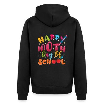 Happy 100th Day Colorful 100 Days Of School - Unisex Premium Organic Zip Hoodie - black - Back - Nico (187cm)