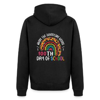 Leopard Rainbow 100th Day 100 Days Of School - Unisex Premium Organic Zip Hoodie - black - Back - Nico (187cm)