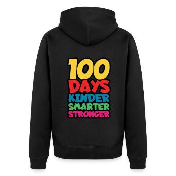 Kinder Smarter Strong 100e jour 100 jours d’école - Veste à capuche bio Premium Unisexe - noir - Dos - Nico (187cm)