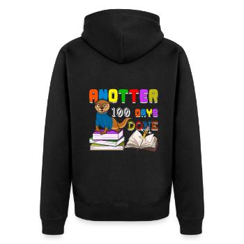 Happy 100th Day Otter 100 Tage Schule - Unisex Premium Bio Zip Hoodie - Schwarz - Hinten - Nico (187cm)