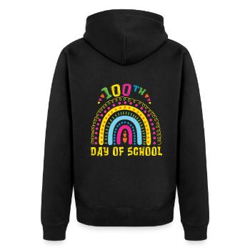 100th Day Rainbow Happy 100 Days Of School - Unisex Premium Organic Zip Hoodie - black - Back - Nico (187cm)