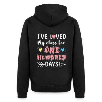 100. Tag Lehrer Liebe Glückliche 100 Tage Schule - Unisex Premium Bio Zip Hoodie - Schwarz - Hinten - Nico (187cm)
