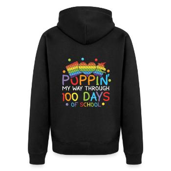 100th Day Pop Fidget Happy 100 Days Of School - Unisex Premium Organic Zip Hoodie - black - Back - Nico (187cm)