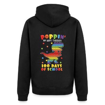 100th Day Pop Fidget Dinosaur 100 Days Of School - Unisex Premium Organic Zip Hoodie - black - Back - Nico (187cm)