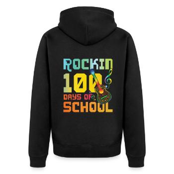 100e jour de guitare à bascule 100 jours d’école - Veste à capuche bio Premium Unisexe - noir - Dos - Nico (187cm)